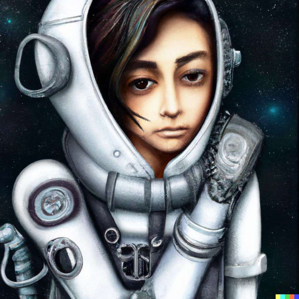 an astronaut, digital art, steampunk